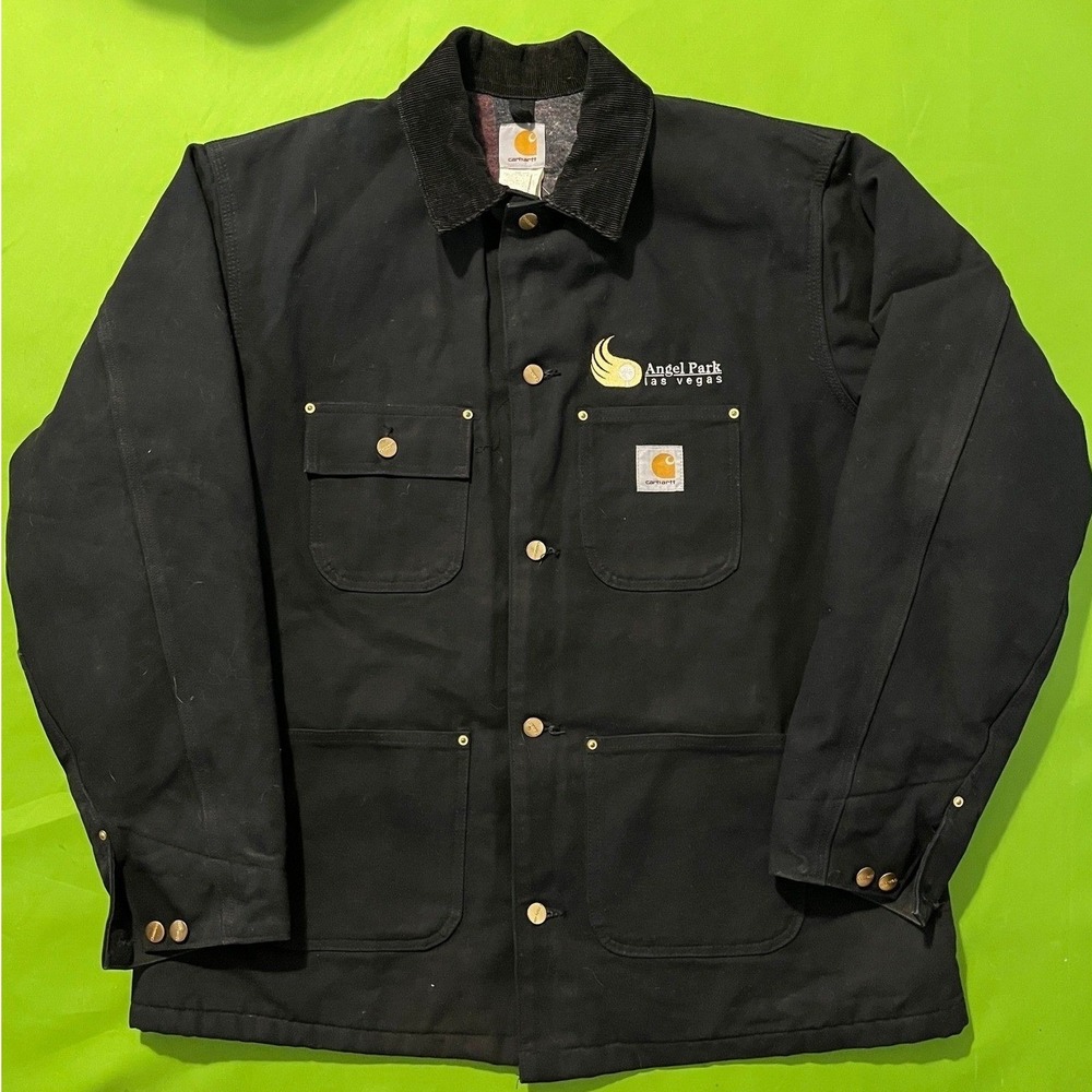 2005 VTG Carhartt C01 BLK Blanket Lined Chore Coat Black Duck Canvas Jacket XL